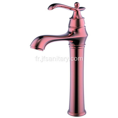 Robinet de lavabo à levier unique en laiton doré rose haut